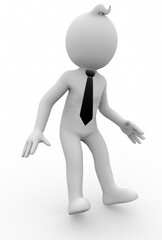 3d illustration of white character standing surprised