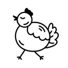 Doodle style hand drawn chicken. Simple bird element.