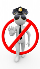 3D illustration of white character gestures to stop