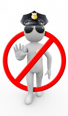 3D illustration of white character gestures to stop