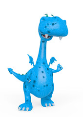 baby dragon is happy and also laughing on white background