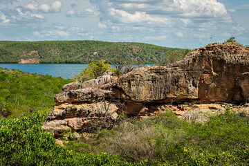 landscape with rocks, rocha de pedra as margens do rio São Fracisco, Delmiri Goveia