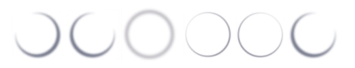 Realistic round shadow with soft edges. Gray round shadows isolated on transparent background.