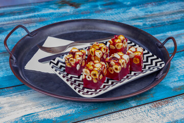 Appetizing fruity delight on vintage tray