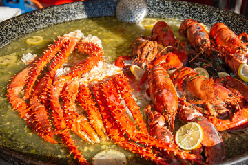 Preparation for homemade crab in a big pan, Bistrita,Romania
