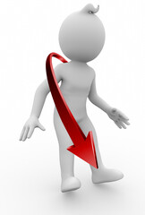 3d illustration of white character standing surprised