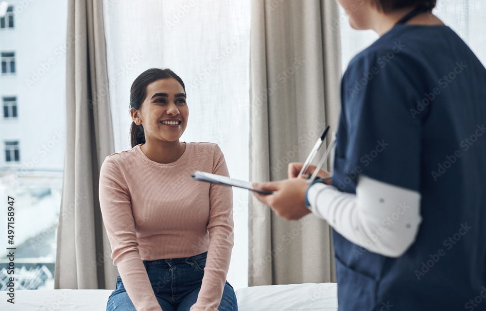 Poster you dont have to worry about it so much. shot of an unrecognizable doctor writing down a patients in