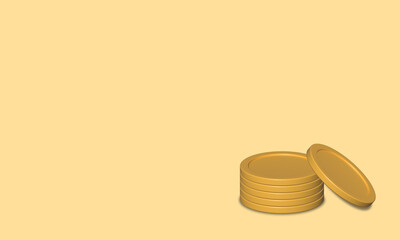 Cartoon gold coin icon isolated. Gold 3d coin visual for composition. Isolated 3d render coin icon