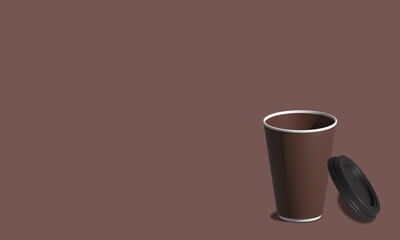Coffee cup mock-up. Render realistic 3d illustration. Package mockup design for branding. Coffee away. coffee to go