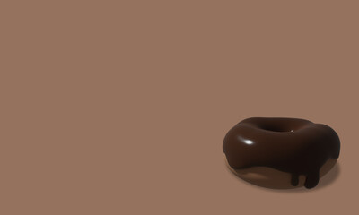 Chocolate donut or doughnut 3d rendering