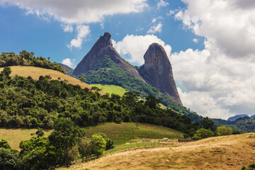 Stone of the Friar and Nun (O Frade e a Freira). Beautiful rock mountain in Cachoeiro do...