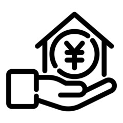 Home Rent Sale Yen Flat Icon Isolated On White Background