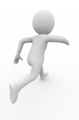 3D Illustration of white character running at full speed