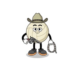 Character mascot of volleyball as a cowboy
