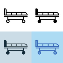 Illustration vector graphic of Medical Bed Icon. Perfect for user interface, new application, etc