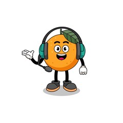 Mascot Illustration of orange fruit as a customer services