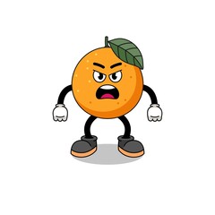 orange fruit cartoon illustration with angry expression