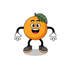orange fruit cartoon with surprised gesture