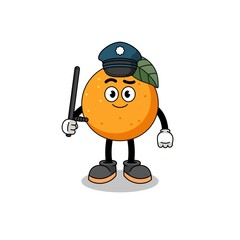 Cartoon Illustration of orange fruit police