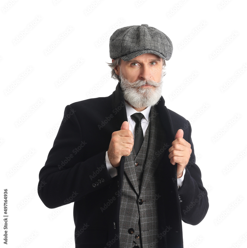 Canvas Prints fashionable mature man on white background