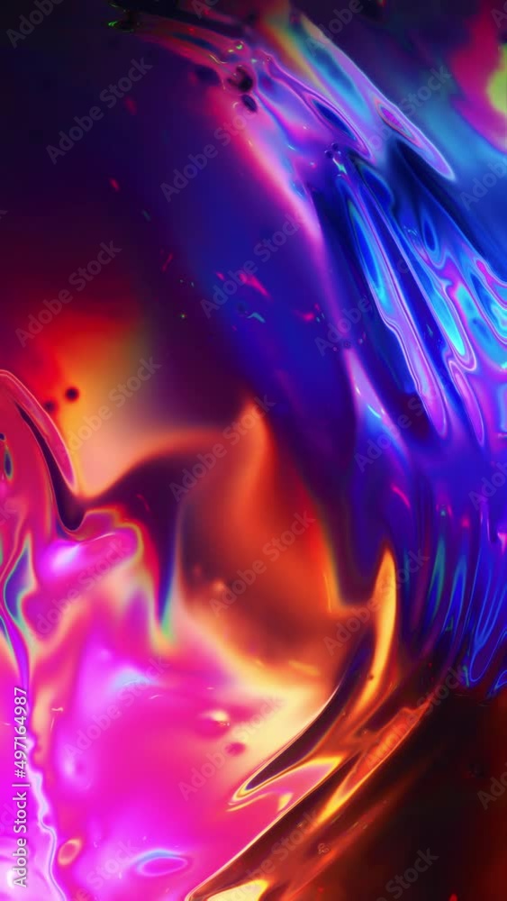 Wall mural colorful saturated abstract refeacting fluid texture loop