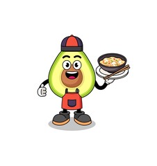 Illustration of avocado as an asian chef