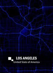 Los Angeles map using dominant colors Black and blue
