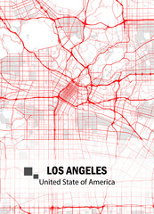 Los Angeles map using dominant colors white and red