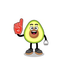 Cartoon mascot of avocado number 1 fans