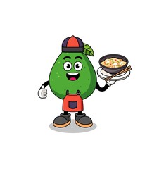 Illustration of avocado fruit as an asian chef