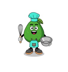 Illustration of avocado fruit as a bakery chef