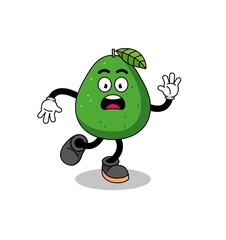 slipping avocado fruit mascot illustration