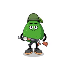 Cartoon of avocado fruit soldier