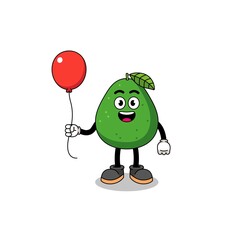 Cartoon of avocado fruit holding a balloon