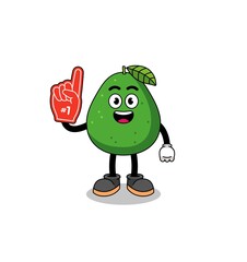Cartoon mascot of avocado fruit number 1 fans