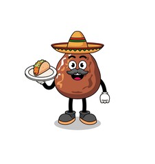 Character cartoon of date fruit as a mexican chef