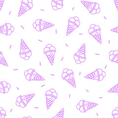 seamless line ice cream pattern for background, greeting card, packaging, texture, fabric pattern, wallpaper, wall decoration