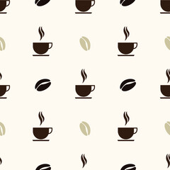 Obraz premium coffee bean seamless pattern for background, greeting card, packaging, texture, fabric pattern, wallpaper, coffee shop wall hanging, cafe