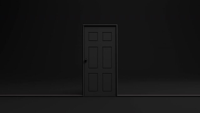 Black classic doors opening background . Animation 3D render  alpha channel.