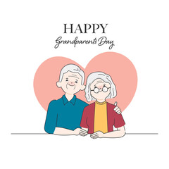International grandparents day background. Doodle cartoon hand drawn character.