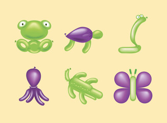 set of animals balloons
