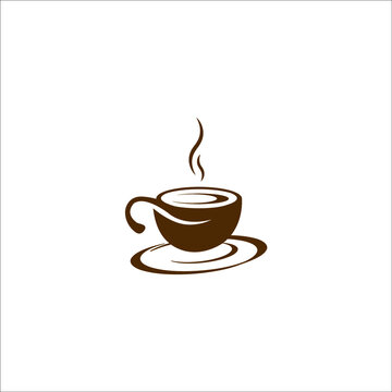 The logo design is combination cup coffee and leaf