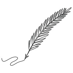 Continuous one line drawing of feather quill. Retro handwrighting concept. Vector illustration