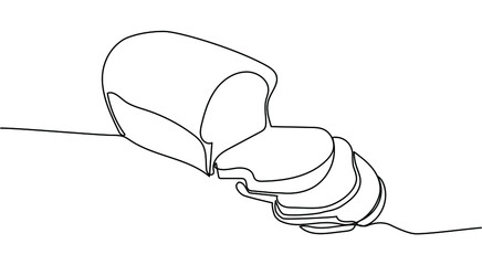 Continuous one line drawing of bread. Editable stroke.Modern style vector illustration.