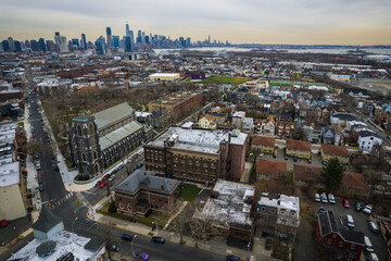 Fototapeta na wymiar Aerial Drone of Jersey City NJ
