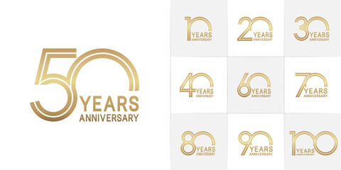 set of anniversary premium collection golden color can be use for celebration event