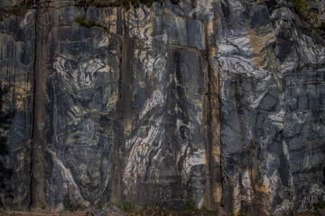 Ruskeala gray marble, cut texture, Ruskeala Mountain Park