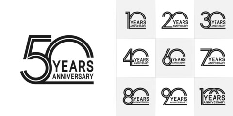 set of anniversary premium collection black color can be use for celebration event