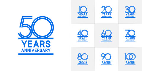 set of anniversary premium collection blue color can be use for celebration event - obrazy, fototapety, plakaty