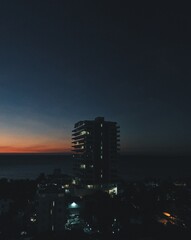 night view of the city and the beach
